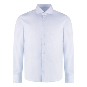 Bastoncino Bedrukt katoenen overhemd - Heren - Zakelijke Overhemden - Blauw - XL - Katoen - Overhemden