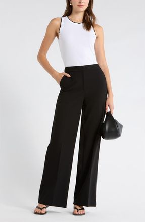 Caslon Whipstitch Tank in White- Black Trim at Nordstrom Rack, Size X-Large