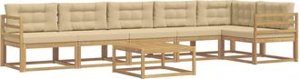vidaXL Conjunto De Sof&aacute;s De Exterior 7 Uds. Y Beige Poli&eacute;ster Vidaxl