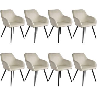 TecTake Dining Chair Marilyn Set Of 8 - Cream/Black in Cream | Size: 8 Pack