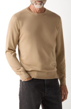 Ermenegildo Zegna M&eacute;lange Cashseta Crewneck Sweater in Beige Melange at Nordstrom, Size 40 Us