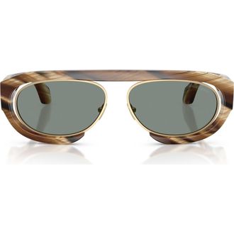 Giorgio Armani 57mm Oval Sunglasses in Horn Brown/Grey at Nordstrom