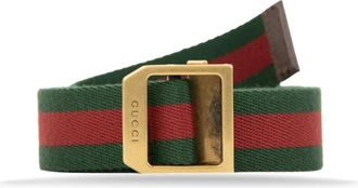 Gucci Stoffen Riem met Leren Details - Heren - Riemen - Veelkleurig - 70 CM - Accessoires