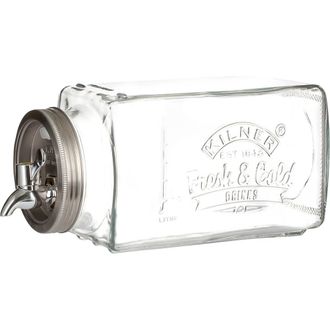 Kilner Glass Beverage Fridge Dispenser, 102oz Slim Drink Jar with Tap in Clear at Nordstrom