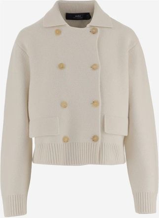 arch4 Blazers, female, Beige, M, Double-Breasted Cashmere Jacket