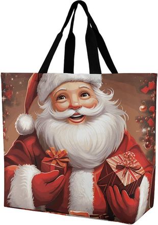 Generic Santa Claus Xmas Shopper Bag Foldable Tote Bag Lightweight Shoulder Bags For Yoga Ladies Picnic