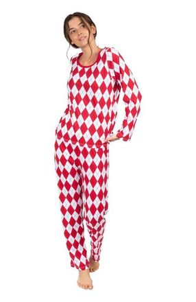 Leveret Womens Loose Fit Cotton Matching Family Holiday Pajamas, Classic & Geometric Patterns in Argyle Red & White at Nordstrom, Size X-Large