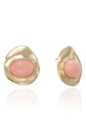 Ettika Synthetic Stone Stud Earrings in Coral at Nordstrom Rack