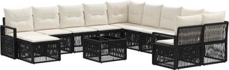 vidaXL Conjunto De Sof&aacute;s De Jard&iacute;n 12 Uds. Negro Rat&aacute;n Sint&eacute;tico Vidaxl