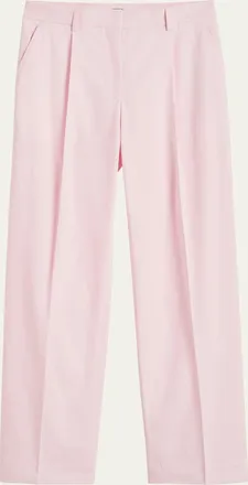 Toteme Slant-Pocket Pleated Straight-Leg Cotton Trousers