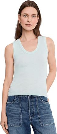 Lilla P Ribbed Slub Scoop Neck Tank Top Womens Clothing Pool : SM, Cotton