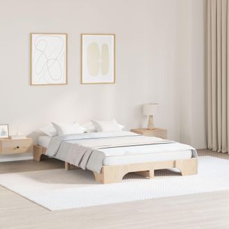 Berkfield Home Bed Frame Natural Solid Pine wood 120 x 190 cm in Brown