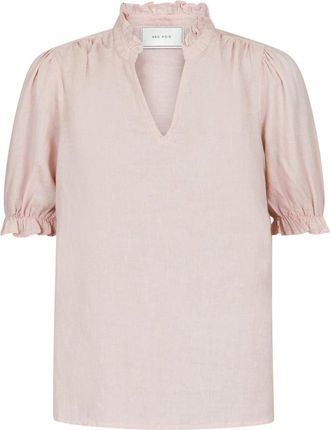 Neo Noir Rose Smoke Blouse met Pofmouwen - Dames - Blouses - Roze - M - Katoen - Overhemden