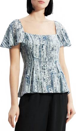 Theory Cascade Silk Top In Blue