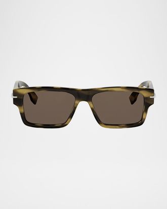 Fendi Men & apos;s Selleria Acetate Rectangle Sunglasses