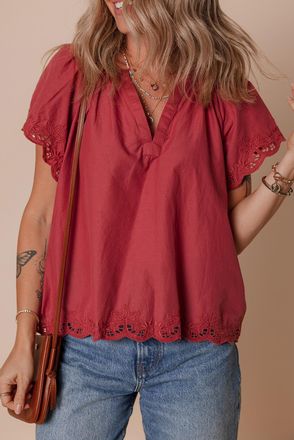 Azura Exchange Geborduurde Oogjes Blouse Top