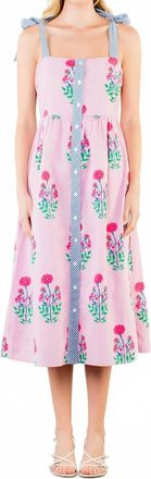 THML Clothing Womens Tie Floral Midi Dress In Pink