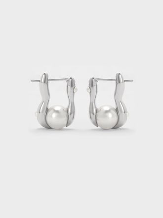 Charles & Keith Corrine Pearl Sculptural Drop Earrings