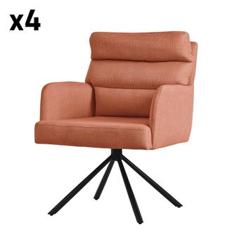 ML Design Sillas de comedor giratorias, set de 4, naranja, de poli&eacute;ster