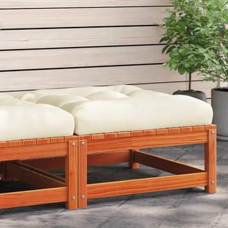 vidaXL Taburete De Jard&iacute;n Con Coj&iacute;n Madera Maciza De Pino Marr&oacute;n Cera Vidaxl