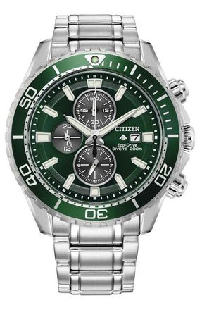 Citizen Promaster Dive Eco-Drive Bracelet Watch, 46mm in Green/Silver-Tone at Nordstrom