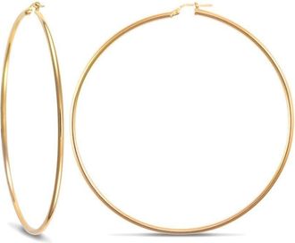 Jewelco London 9ct Gold Polished 2mm Hoop Earrings 74mm - JER392