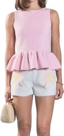 English Factory Womens Peplum Knit Top In Pink