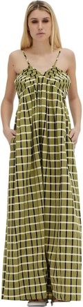 Erika Cavallini Semi Couture Maxi jurken - Dames - Maxi kleedjes - Groen - L - Katoen - Kleedjes