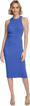 Calvin Klein Top Womens Dazzling Blue Ribbed Crew Neck Sleeveless FTS1266