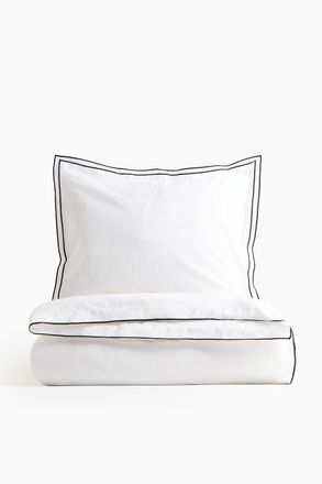 H&M Baumwollbettw&auml;sche in Einzelbett-Gr&ouml;sse - Weiss