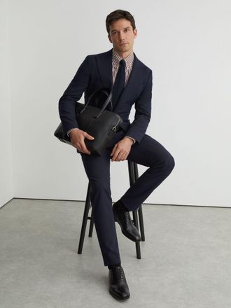 Reiss Black Leather Brogue-detail Oxford Shoes, X15