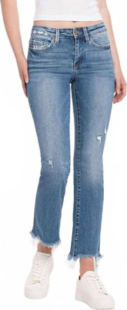 Flying Monkey Mid Rise Distressed Hem Ankle Bootcut Jeans In Quince