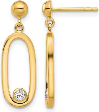 Diamond2Deal 14K Yellow Gold Round Cubic Zirconia Oval Dangle Earrings