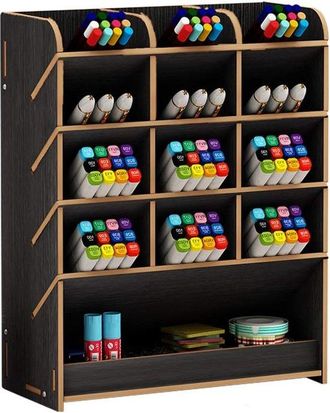OEM Caja Organizadora De Madera Para Bol&iacute;grafos, Organizador De Escritorio Multifuncional Para El Hogar, La Oficina Y La Escuela, Color Negro