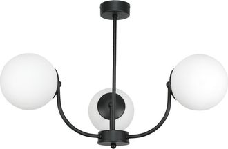 OEM L&aacute;mpara De Techo Colgante Negra Con Pantalla De Cristal Blanco 15-152 Esti Lab