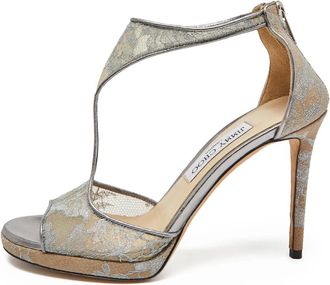 Jimmy Choo London 110mm floral-mesh sandals - Silver