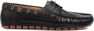 Valentino Garavani Zwarte leren VLogo instappers - Heren - Bootschoenen - Zwart - 42 EU - Schoenen