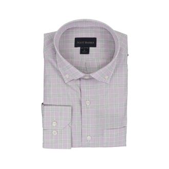Scott Barber Mens Organic Cotton Plaid In Lilac