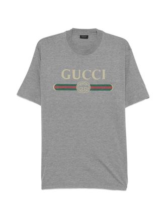 Gucci Grey Logo Cotton T-shirt