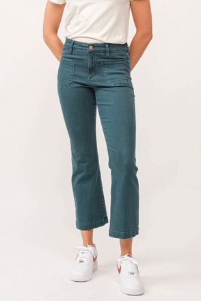 Dear John Denim Jeanne Crop Flare Jean In Deep Teal