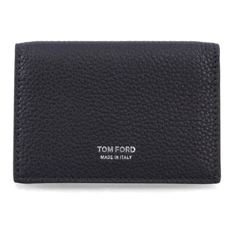 Tom Ford Accessoires, unisex, Zwart, ONE Size, Leer, T Line Business Card Holder