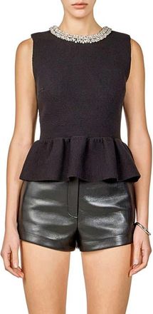 endless rose Embellished Knit Peplum Top in Black at Nordstrom, Size X-Small