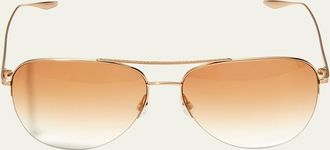 Barton Perreira Chevalier Semi-Rimless Metal Aviator Sunglasses