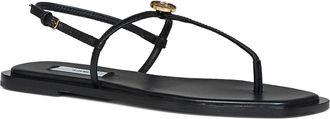 Toteme Womens Sandals Nappa Leather T-Strap Black Goat