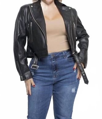 Ambiance Belted Moto Jacket - Plus In Black