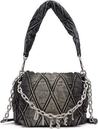 Diesel Charm-D S-Small shoulder bag in quilted denim - Shoulder Bags - Woman - Black