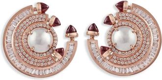 Ananya Orecchini Chakra in oro rosa 18 carati con diamanti e rubini