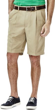 Haggar mens41754529487Cool 18 Big & Tall Expandable Waist Pleat Front Solid Gabradine Short Casual Shorts - Beige - 58
