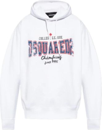 Dsquared2 Hoodie met iconisch logo - Heren - Hoodies - Wit - S - Katoen - Hoodies & sweatvesten