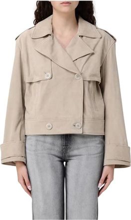 Duno Janis Volterra 129 - Dames - Leren en Su&egrave;de Jassen - Beige - M - Leer - Jassen